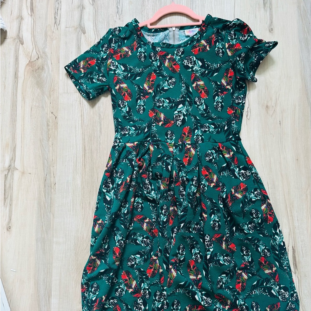 LuLaRoe Green Floral Dress